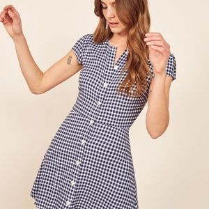 Reformation Vikki Dress in Blue and White Gingham- Size 6